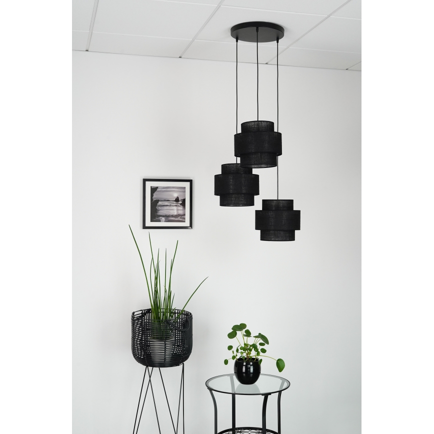 Brilagi - Loftlampe på kabel SPACE YUTE 3xE27/15W/230V sort