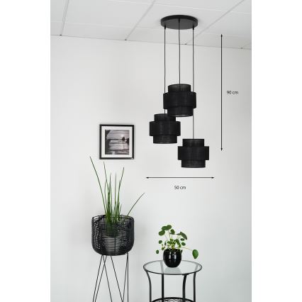 Brilagi - Loftlampe på kabel SPACE YUTE 3xE27/15W/230V sort