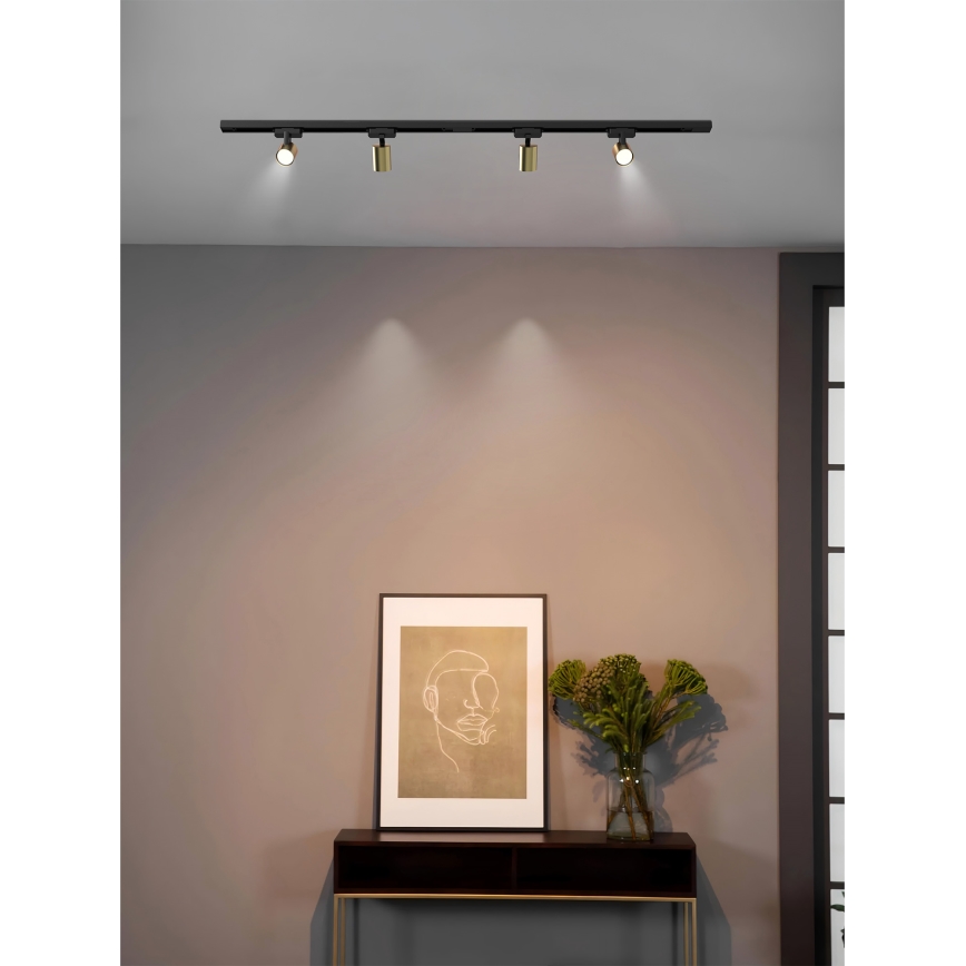 Brilagi - Spot i skinnesystem HUSKY 4xGU10/10W/230V sort/guld