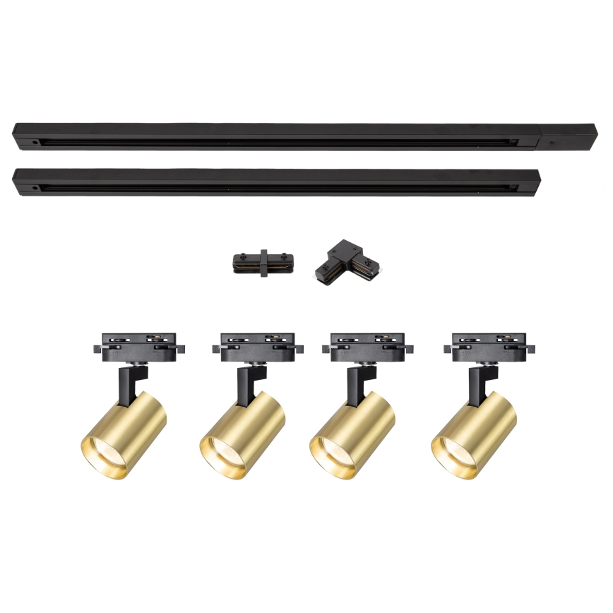 Brilagi - Spot i skinnesystem HUSKY 4xGU10/10W/230V sort/guld