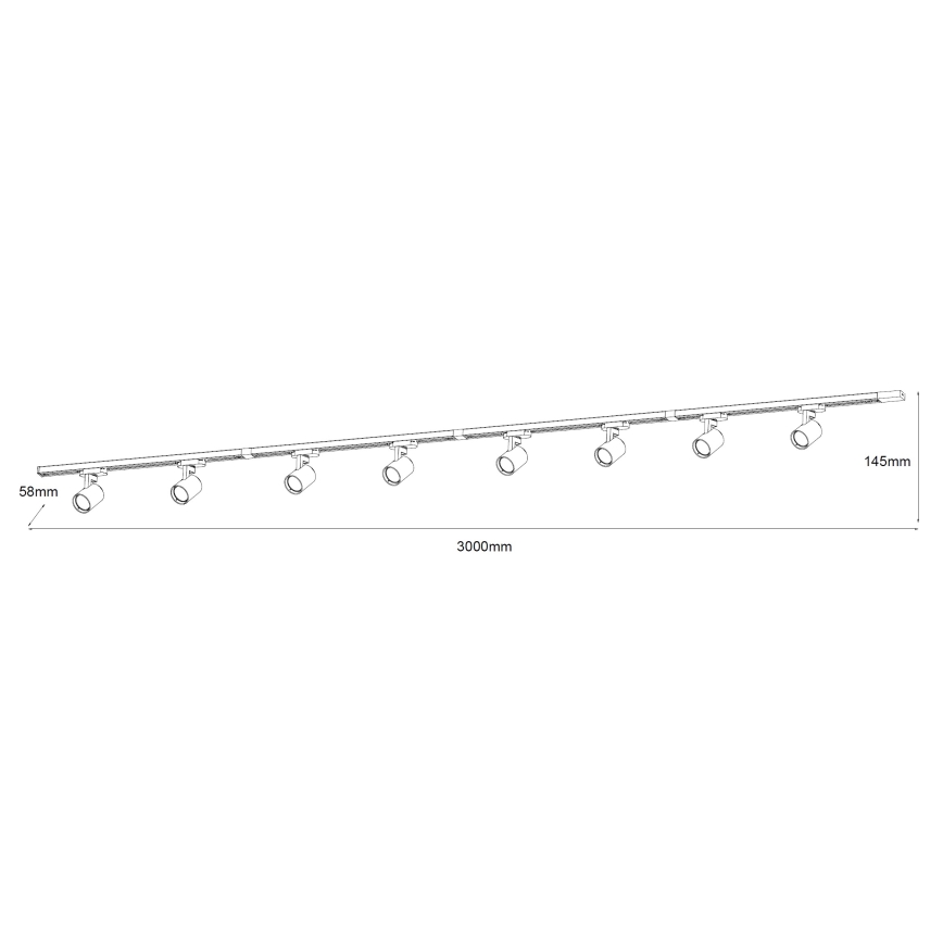 Brilagi - Spot i skinnesystem HUSKY 8xGU10/10W/230V sort