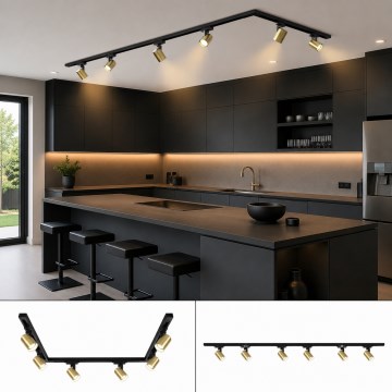 BRILAGI - Spot til skinnesystem HUSKY 6xGU10/10W/230V 225 cm sort/guld