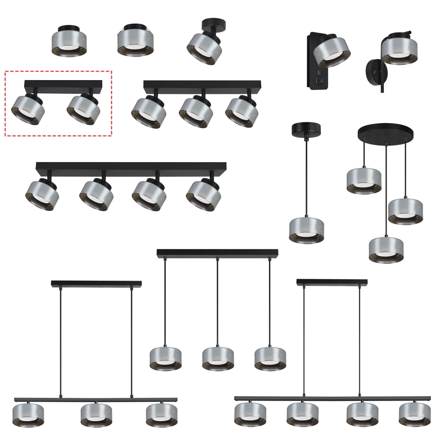 Brilagi - Spotarmatur AURA LUX 2xGX53/30W/230V sort/røget