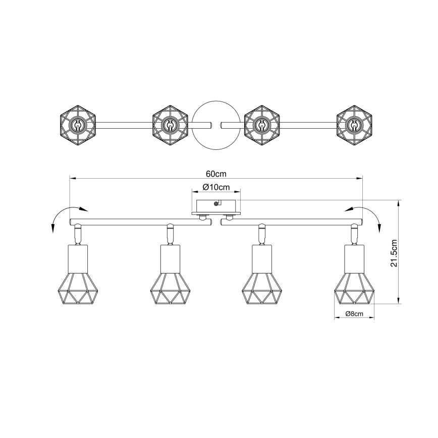 Brilagi - Spotarmatur CAGE 4xE14/40W/230V