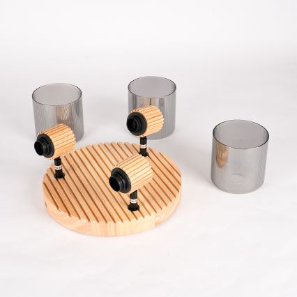 Brilagi - Spotarmatur HYGGE 3xE14/15W/230V gummitræ/røgfarvet