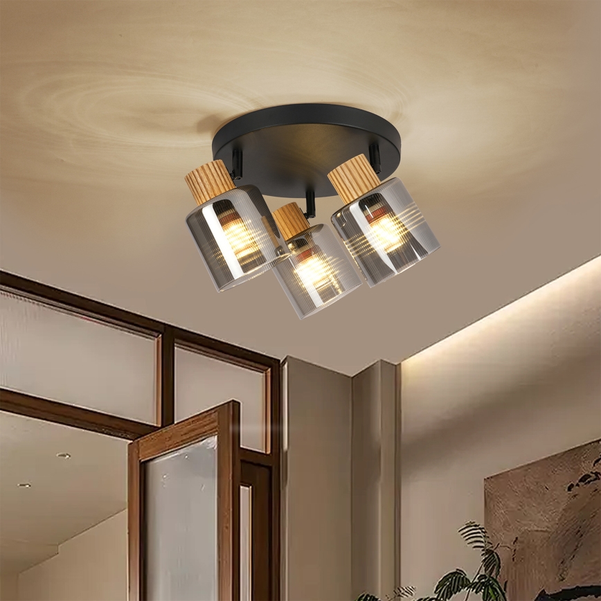 Brilagi - Spotarmatur HYGGE 3xE14/15W/230V sort/røgfarvet