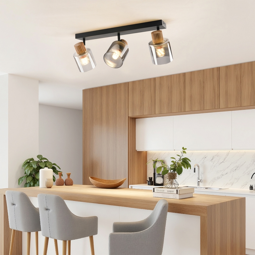 Brilagi - Spotarmatur HYGGE 3xE14/15W/230V sort/røgfarvet