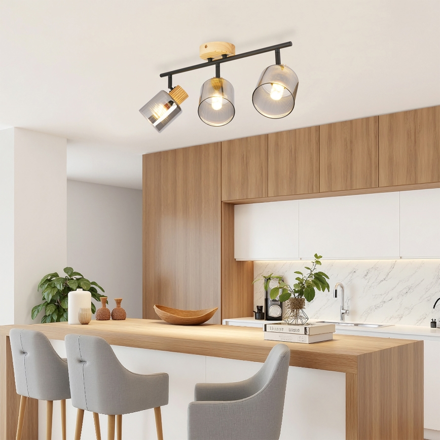 Brilagi - Spotarmatur HYGGE 3xE14/15W/230V sort/røgfarvet