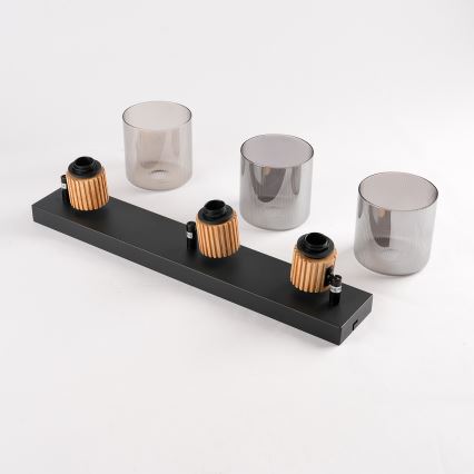 Brilagi - Spotarmatur HYGGE 3xE14/15W/230V sort/røgfarvet