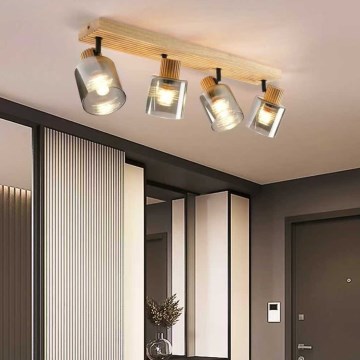 Brilagi - Spotarmatur HYGGE 4xE14/15W/230V træ/røget