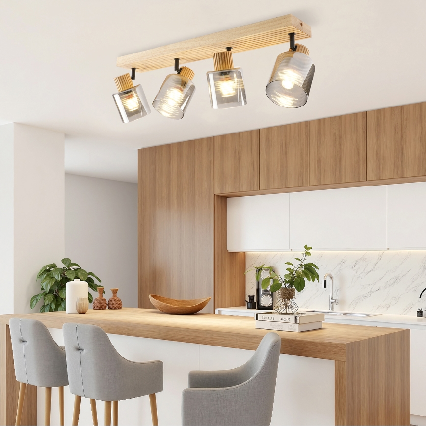 Brilagi - Spotarmatur HYGGE 4xE14/15W/230V træ/røget