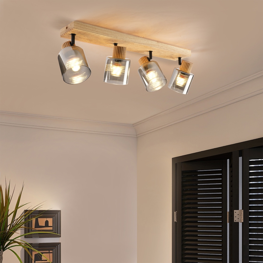 Brilagi - Spotarmatur HYGGE 4xE14/15W/230V træ/røget