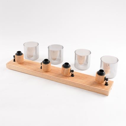 Brilagi - Spotarmatur HYGGE 4xE14/15W/230V træ/røget