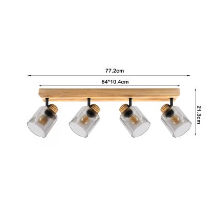 Brilagi - Spotarmatur HYGGE 4xE14/15W/230V træ/røget