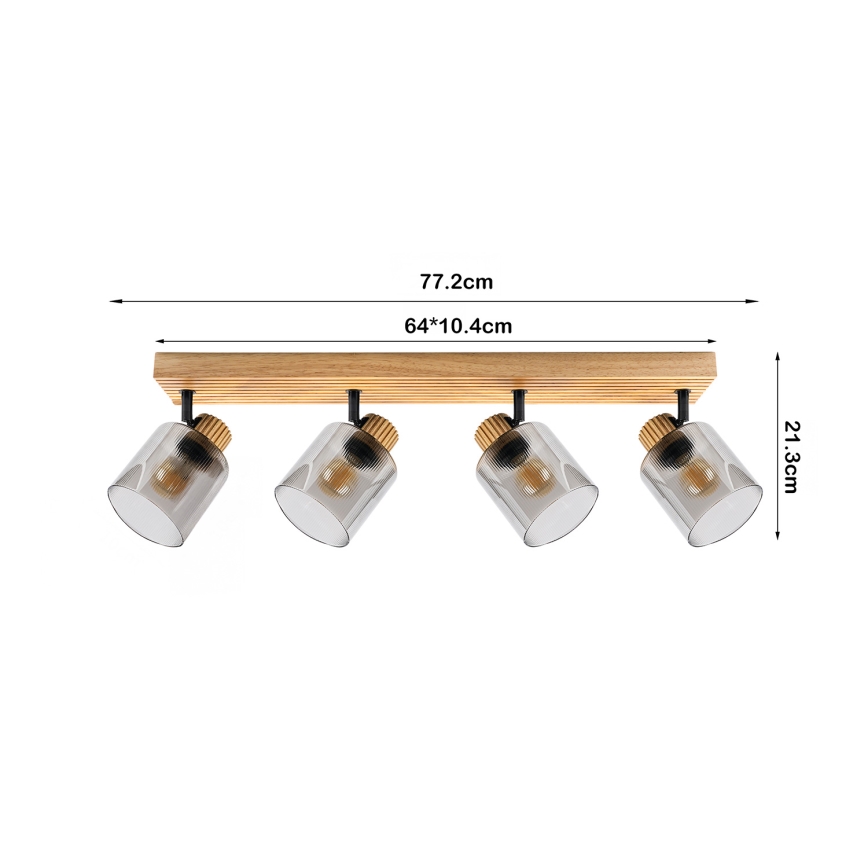 Brilagi - Spotarmatur HYGGE 4xE14/15W/230V træ/røget