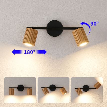 Brilagi - Spotarmatur MODERN WOOD 2xGU10/8W/230V træ/sort