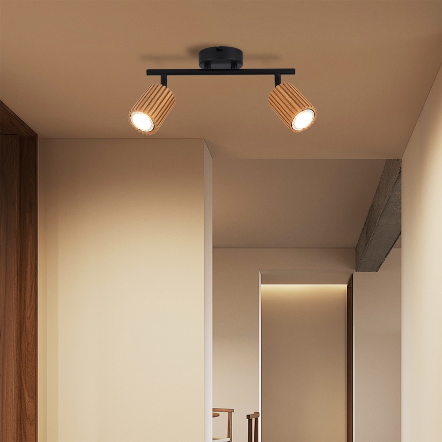 Brilagi - Spotarmatur MODERN WOOD 2xGU10/8W/230V træ/sort