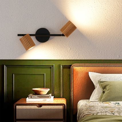 Brilagi - Spotarmatur MODERN WOOD 2xGU10/8W/230V træ/sort