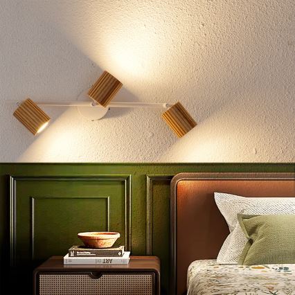 Brilagi - Spotarmatur MODERN WOOD 3xGU10/8W/230V gummitræ/hvid