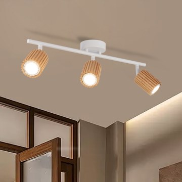 Brilagi - Spotarmatur MODERN WOOD 3xGU10/8W/230V træ/hvid
