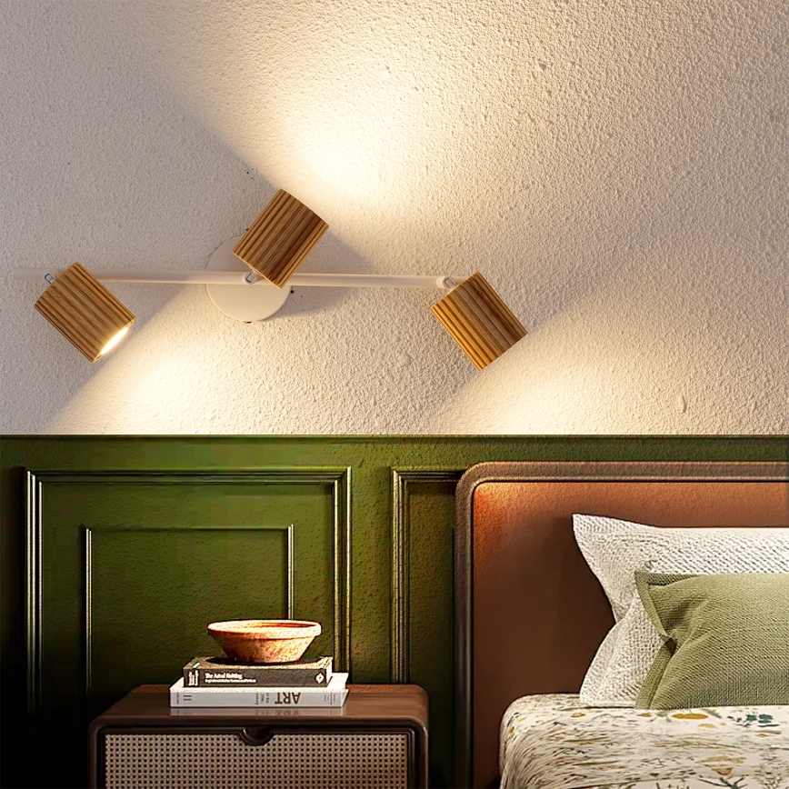 Brilagi - Spotarmatur MODERN WOOD 3xGU10/8W/230V træ/hvid