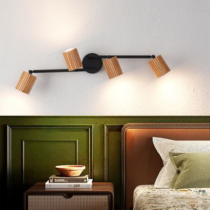 Brilagi - Spotarmatur MODERN WOOD 4xGU10/8W/230V træ/sort