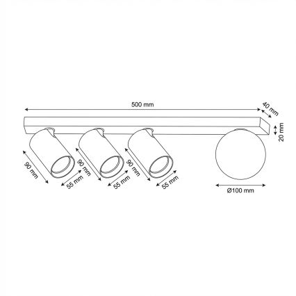 Brilagi - Spotarmatur SELE BALL 3xGU10/30W/230V + 1xG9/10W hvid