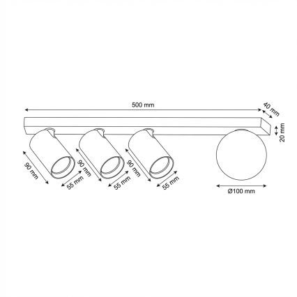 Brilagi - Spotarmatur SELE BALL 3xGU10/30W/230V + 1xG9/10W sort