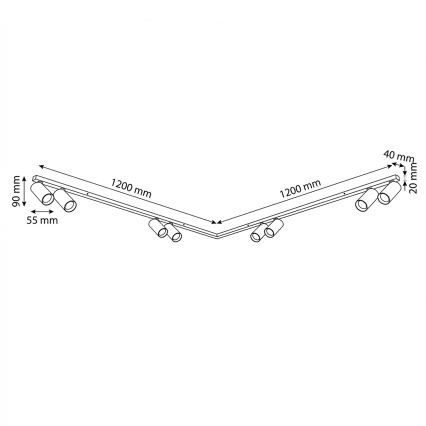 Brilagi - Spotarmatur SELE LONG 8xGU10/30W/230V sort