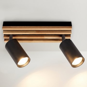 Brilagi - Spotarmatur SELE WOOD 2xGU10/30W/230V sort/træ