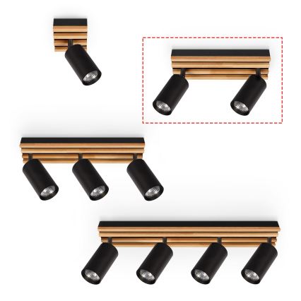 Brilagi - Spotarmatur SELE WOOD 2xGU10/30W/230V sort/træ