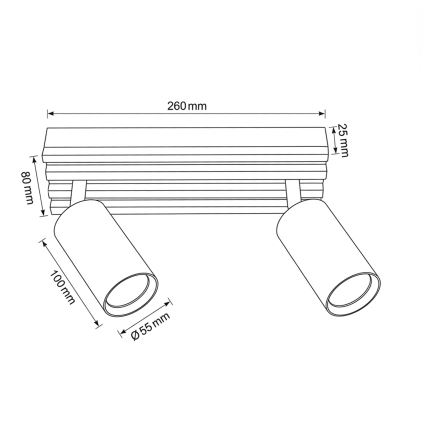 Brilagi - Spotarmatur SELE WOOD 2xGU10/30W/230V sort/træ