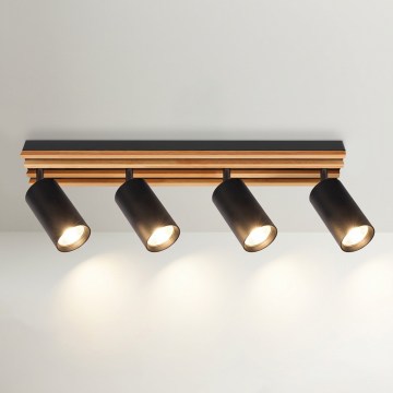 Brilagi - Spotarmatur SELE WOOD 4xGU10/30W/230V sort/træ