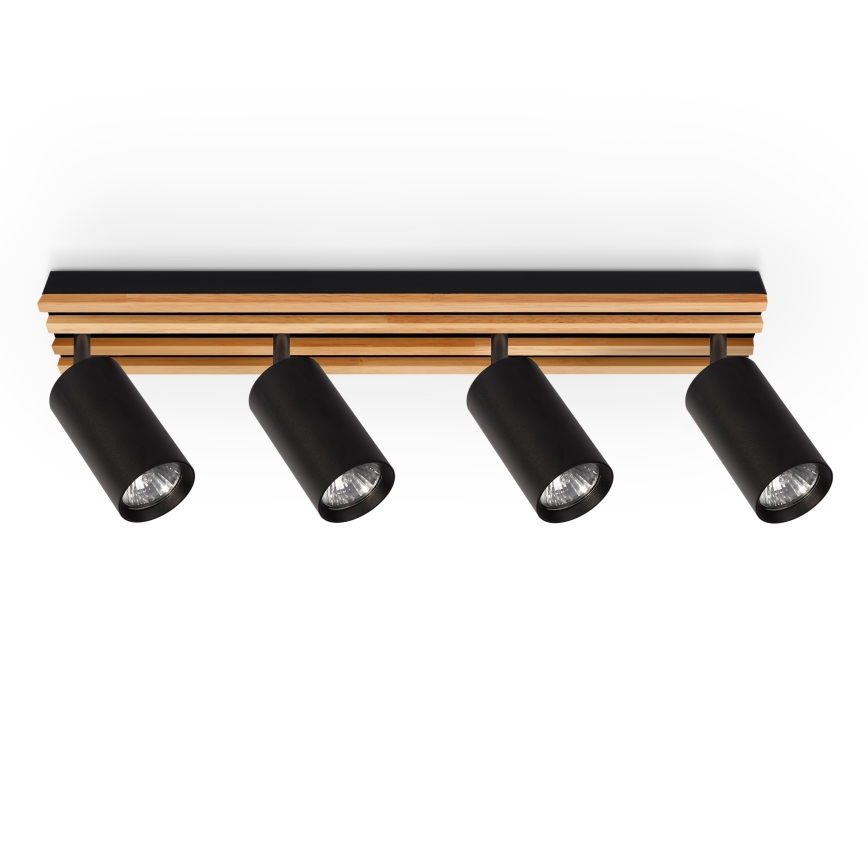 Brilagi - Spotarmatur SELE WOOD 4xGU10/30W/230V sort/træ