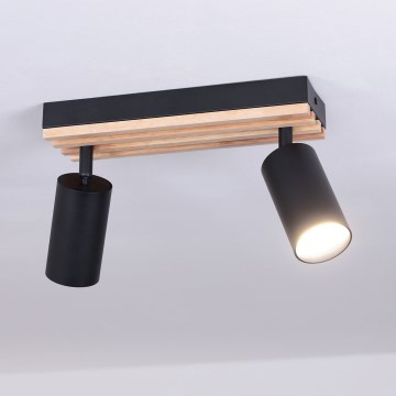 Brilagi - Spotarmatur SELE WOOD ACOUSTIC 2xGU10/30W/230V sort/træ