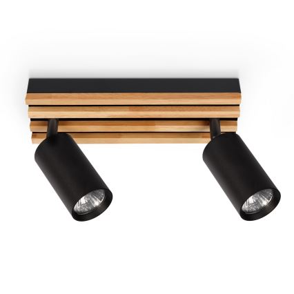 Brilagi - Spotarmatur SELE WOOD ACOUSTIC 2xGU10/30W/230V sort/træ