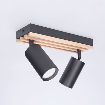 Brilagi - Spotarmatur SELE WOOD ACOUSTIC 2xGU10/30W/230V sort/træ