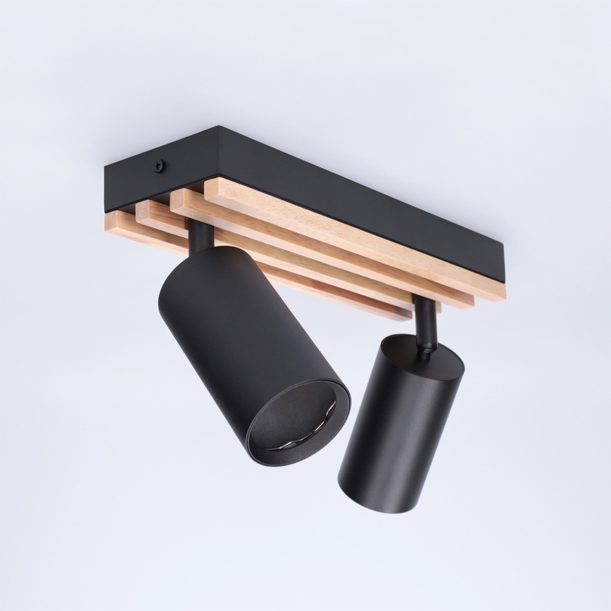 Brilagi - Spotarmatur SELE WOOD ACOUSTIC 2xGU10/30W/230V sort/træ