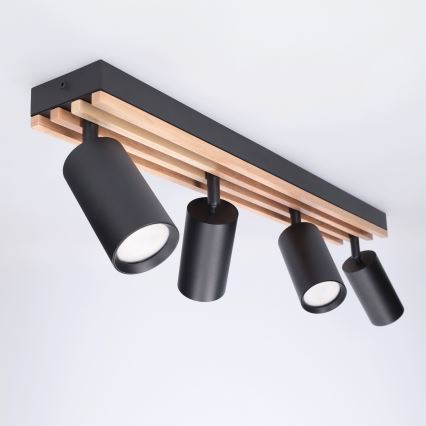 Brilagi - Spotarmatur SELE WOOD ACOUSTIC 4xGU10/30W/230V sort/træ