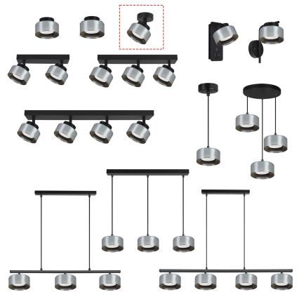 Brilagi - Spotlampe AURA LUX 1xGX53/30W/230V Ø 13 cm sort/røgfarvet