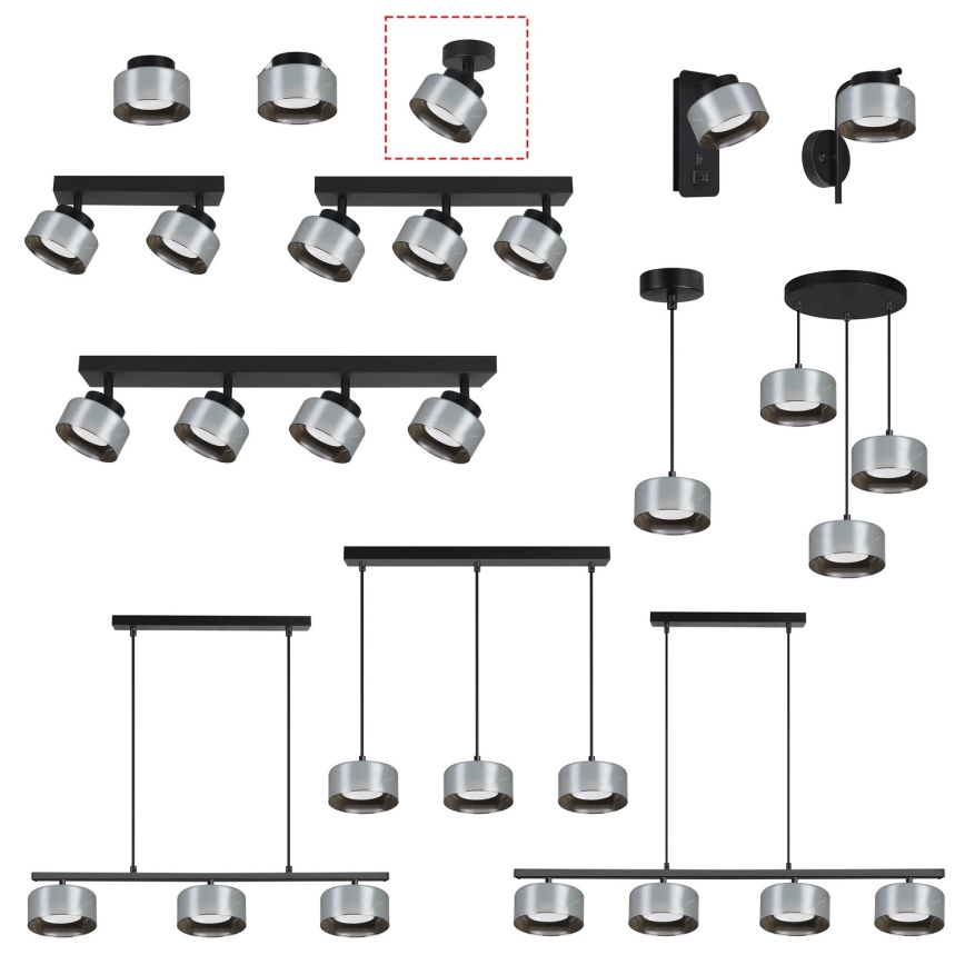 Brilagi - Spotlampe AURA LUX 1xGX53/30W/230V Ø 13 cm sort/røgfarvet