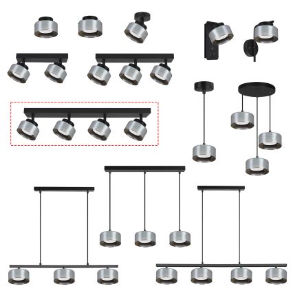 Brilagi - spotlampe AURA LUX 4xGX53/30W/230V sort/røgfarvet
