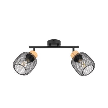 Brilagi - Spotlampe BASKLITE 2xE27/15W/230V træ/sort