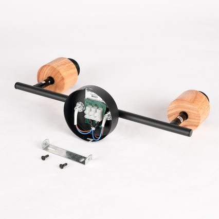 Brilagi - Spotlampe BASKLITE 2xE27/15W/230V træ/sort