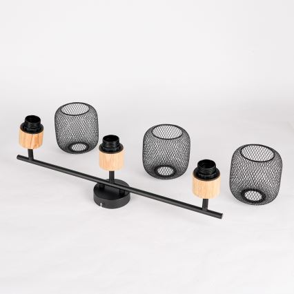 Brilagi - Spotlampe BASKLITE 3xE27/15W/230V træ/sort