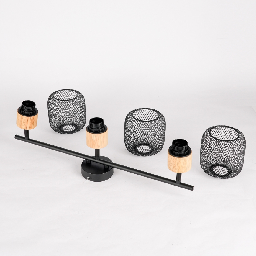 Brilagi - Spotlampe BASKLITE 3xE27/15W/230V træ/sort