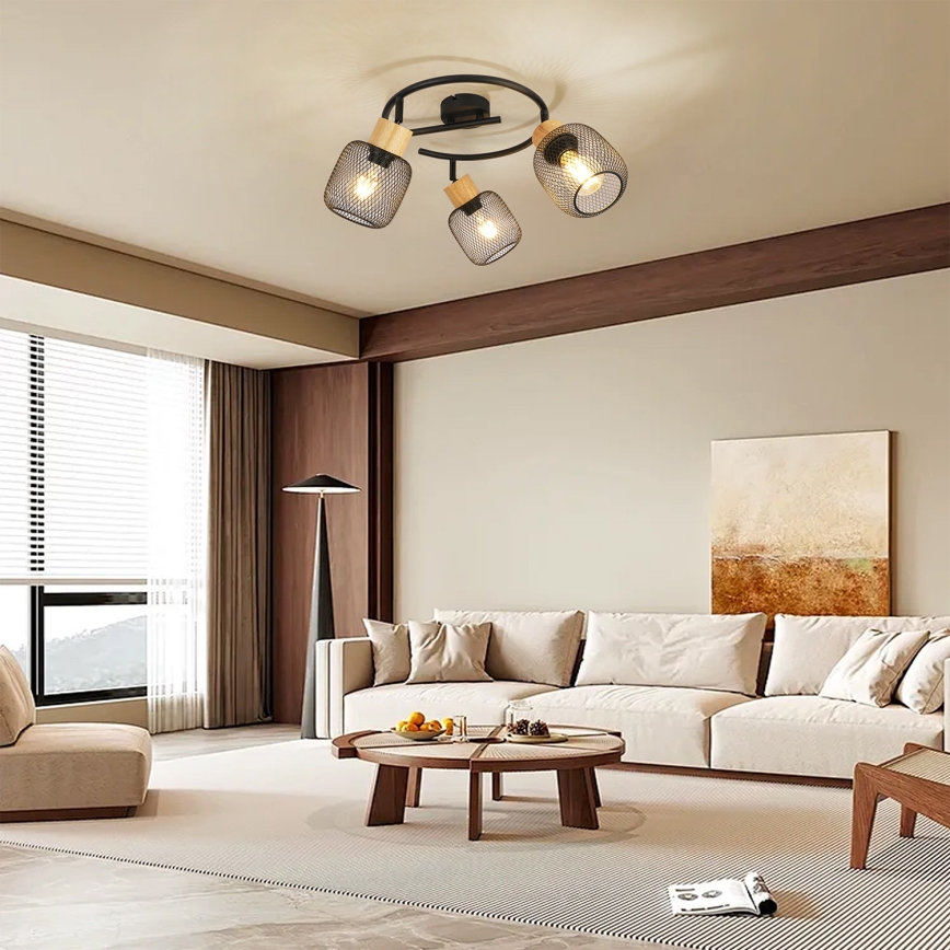 Brilagi - Spotlampe BASKLITE 3xE27/15W/230V træ/sort