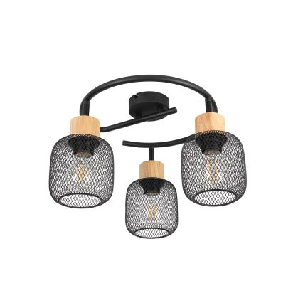 Brilagi - Spotlampe BASKLITE 3xE27/15W/230V træ/sort