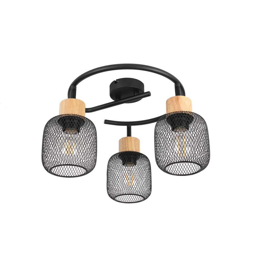 Brilagi - Spotlampe BASKLITE 3xE27/15W/230V træ/sort