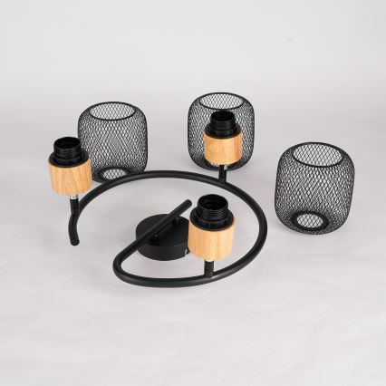 Brilagi - Spotlampe BASKLITE 3xE27/15W/230V træ/sort